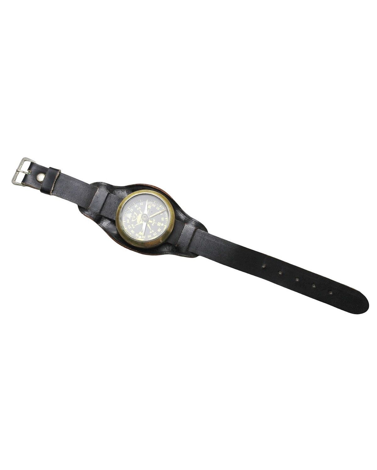 Vintage 1960S MIZUNO BRASS COMPASS ON LEATHER WRISTBAND Size ONE SIZE - 5 Thumbnail
