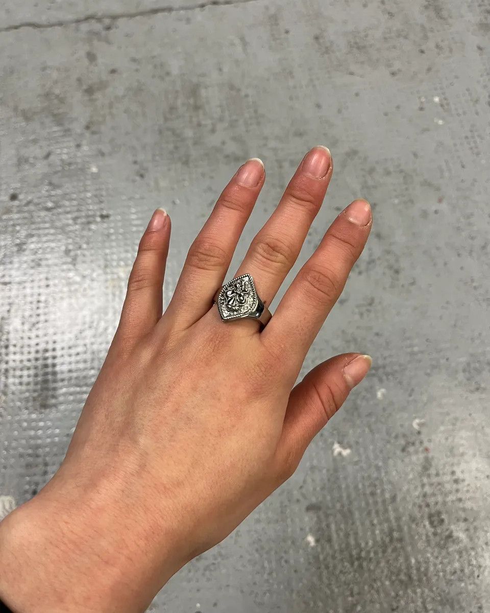 Just Cavalli 2000s Cavalli Ornamental Crest Silver Ring Size ONE SIZE - 1 Thumbnail