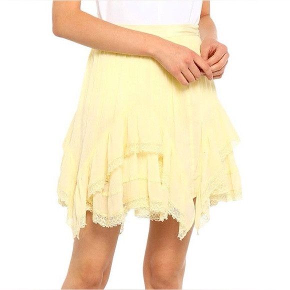 Ulla Johnson Ulla Johnson Pale Yellow Tiered Mini Skirt Size 27" / US 4 / IT 40 - 1 Thumbnail