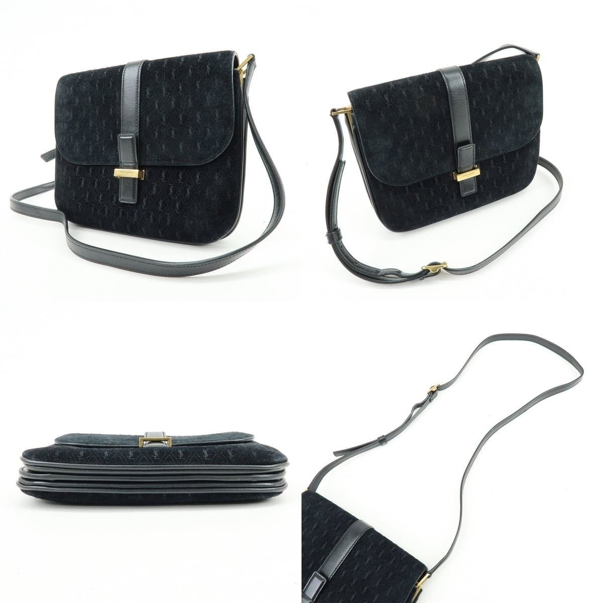 Saint Laurent Paris Saint Laurent Monogram Suede Shoulder Bag Black Size ONE SIZE - 3 Thumbnail
