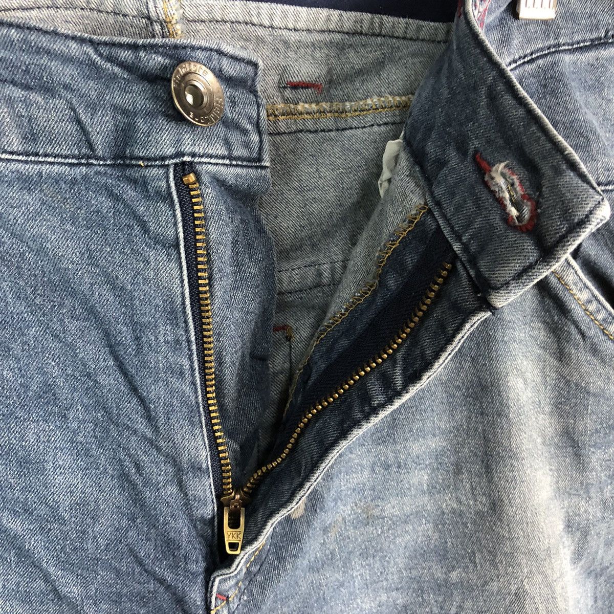 Japanese Brand Field Core Blue Distressed ripped Denim Pants #A2151 Size US 34 / EU 50 - 15 Thumbnail
