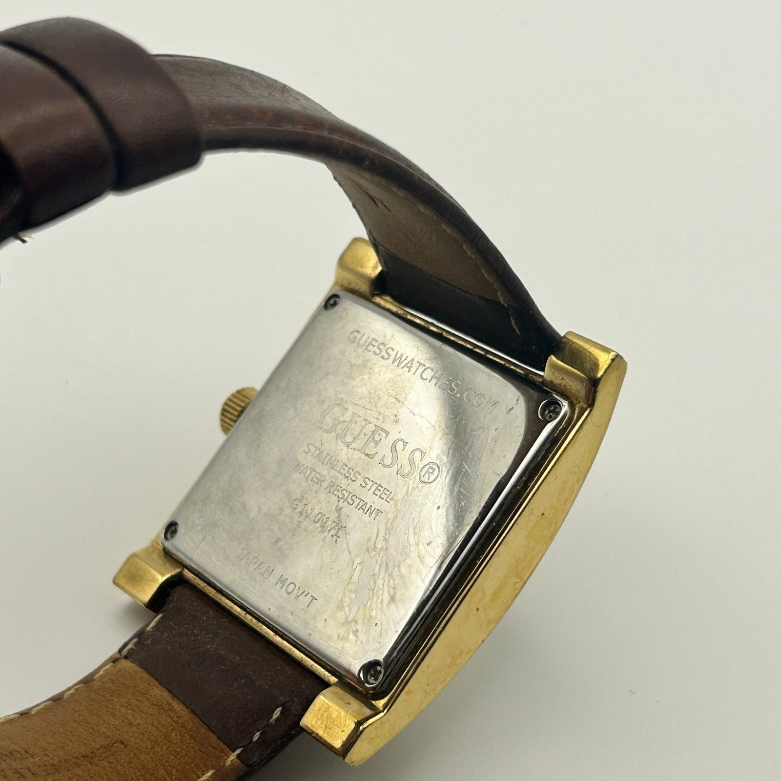 Guess Guess Gold Crystal-encrusted Bezel Brown Leather Watch Size ONE SIZE - 6 Thumbnail