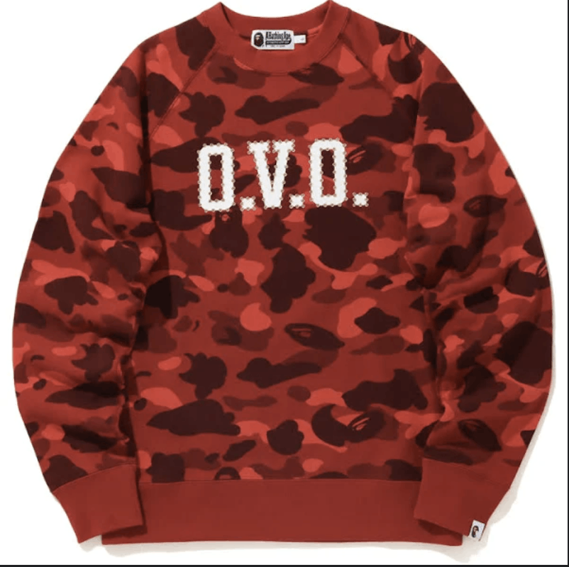 Bape × October's Very Own Bape x OVO Red Camo fleece Crewneck sweater Size US M / EU 48-50 / 2 - 1 Thumbnail