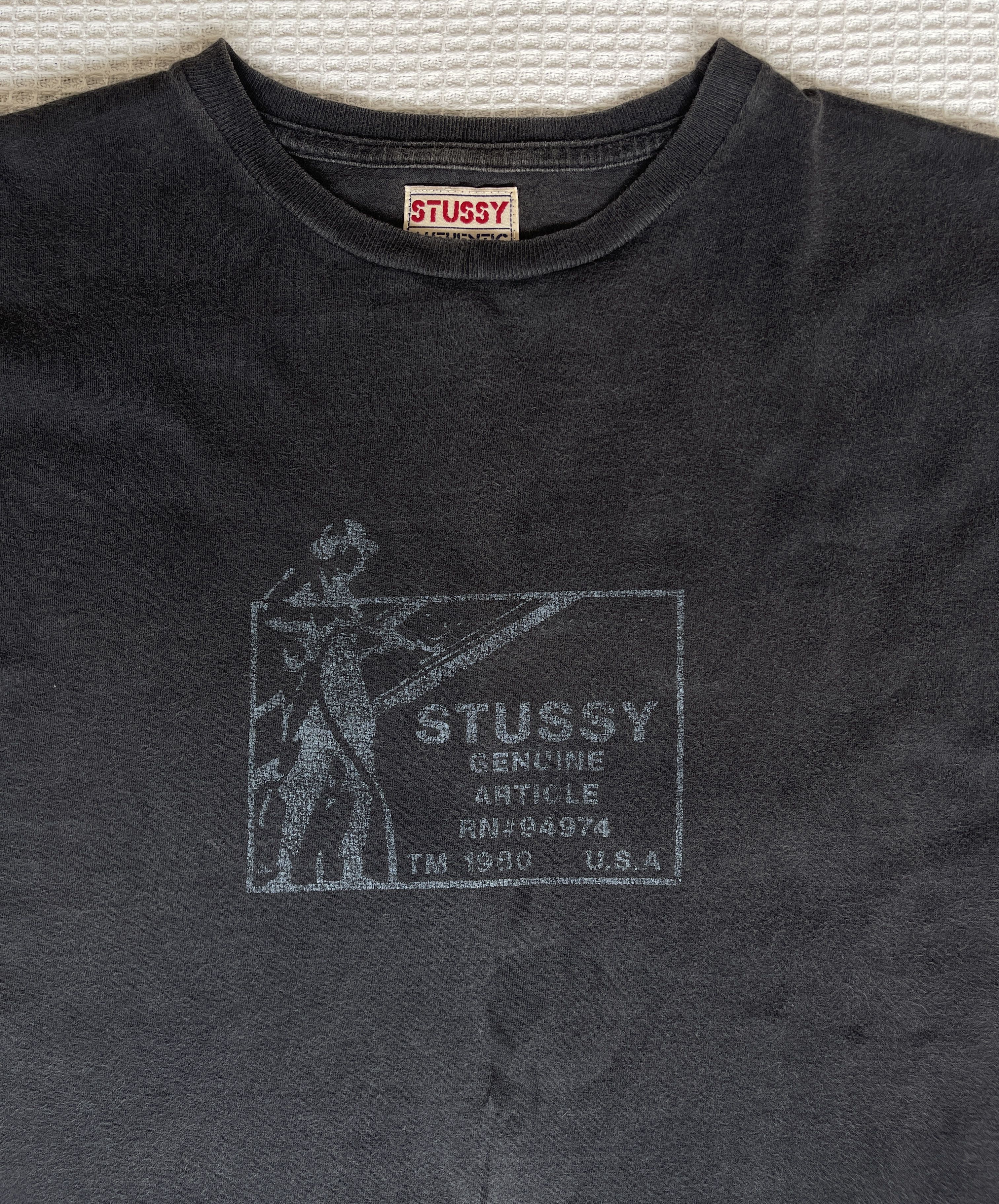 Stussy Vintage90s🔥Stussy Genuine Article🔥Box Logo Faded Black Tee Size US M / EU 48-50 / 2 - 6 Thumbnail