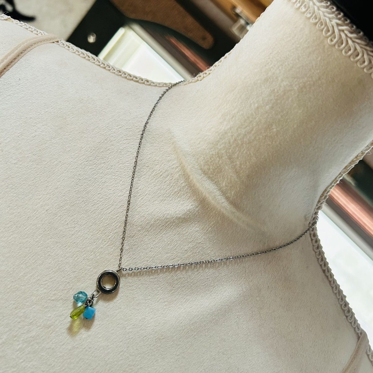 Handmade Handcrafted glass bead cluster pendant on chain necklace Size ONE SIZE - 1 Thumbnail