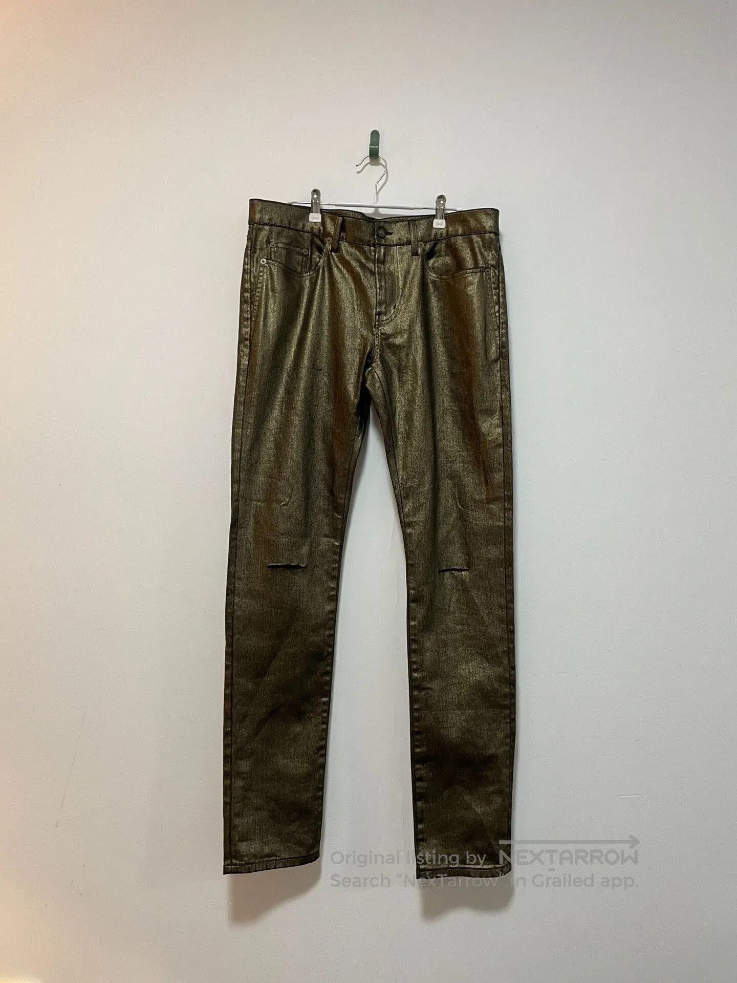 Yves Saint Laurent gold coated distressed denim pants size 32. Size US 32 / EU 48 - 1 Thumbnail