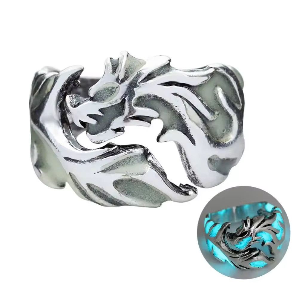 Jewelry × Vintage Adjustable Blue Luminous Dragon Retro Ring Size ONE SIZE - 3 Thumbnail