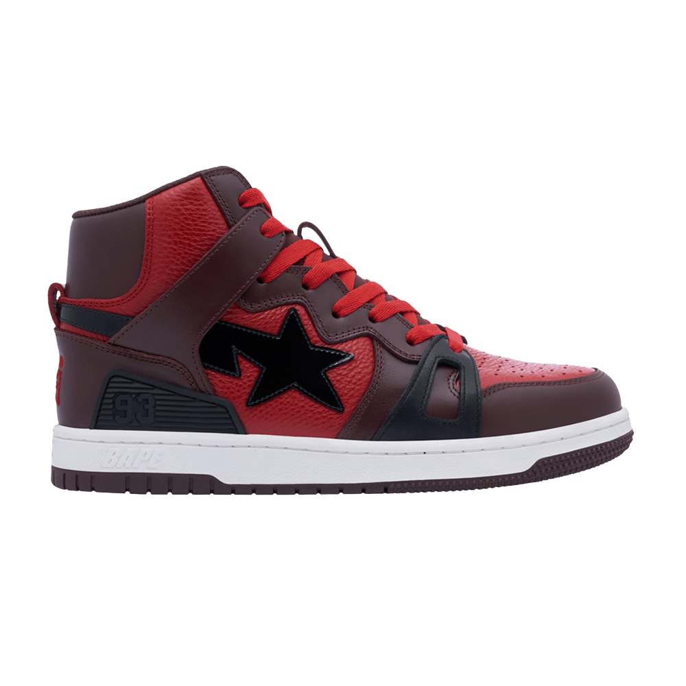 image of Bapesta 93 Hi Bright Rose Shoes in Red, Men's (Size 11)