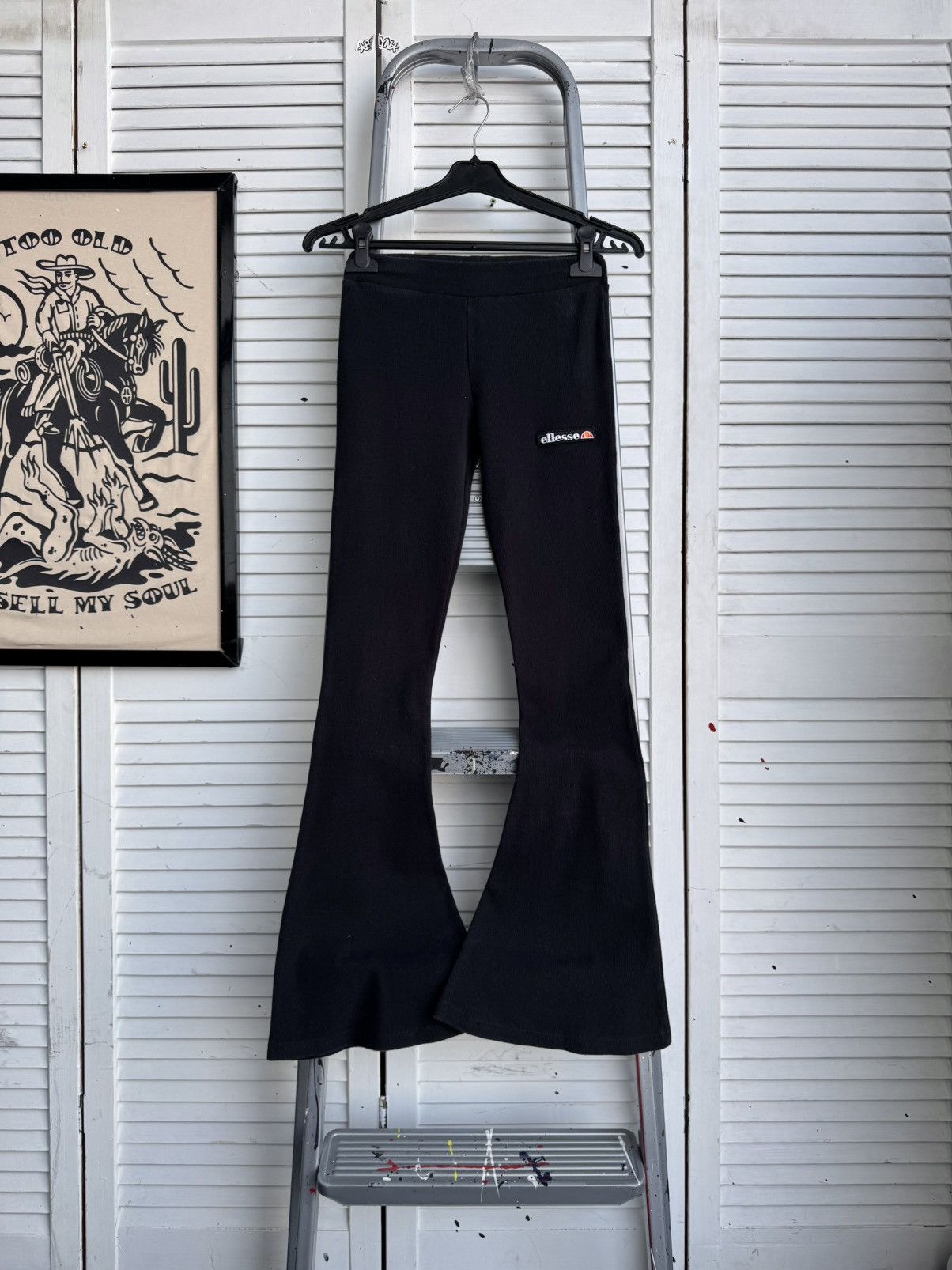 Ellesse Vintage Ellesse Flared Black Rib Pants Size 8 Size 27" / US 4 / IT 40 - 3 Thumbnail