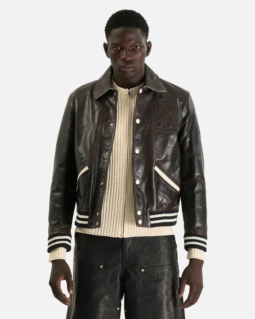 o1s1v1r1oon0825 Prince Varsity Jacket in Dark Brown