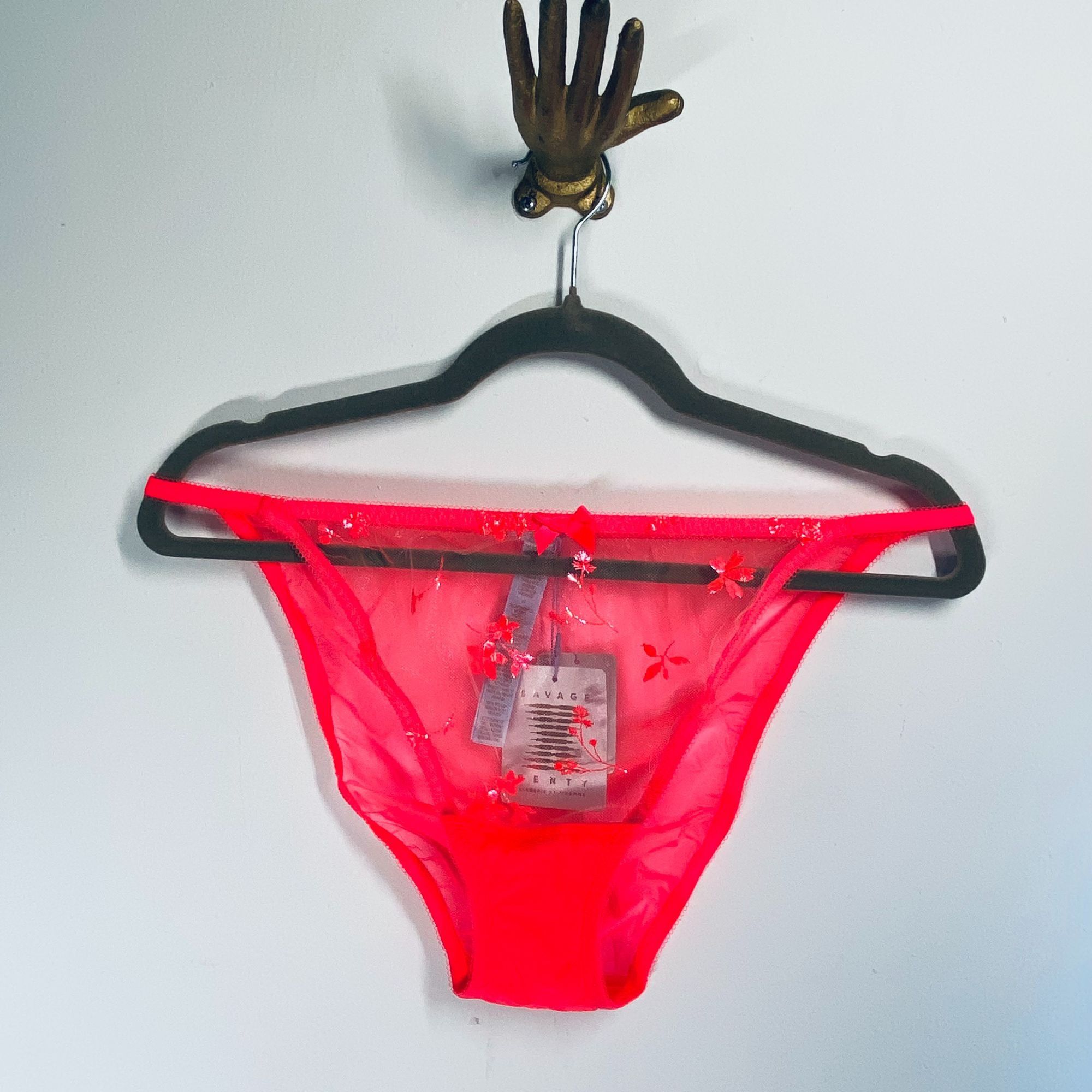 Other Savage X Fenty Red Floral Sheer Bikini Panties 2X Size ONE SIZE - 1 Thumbnail