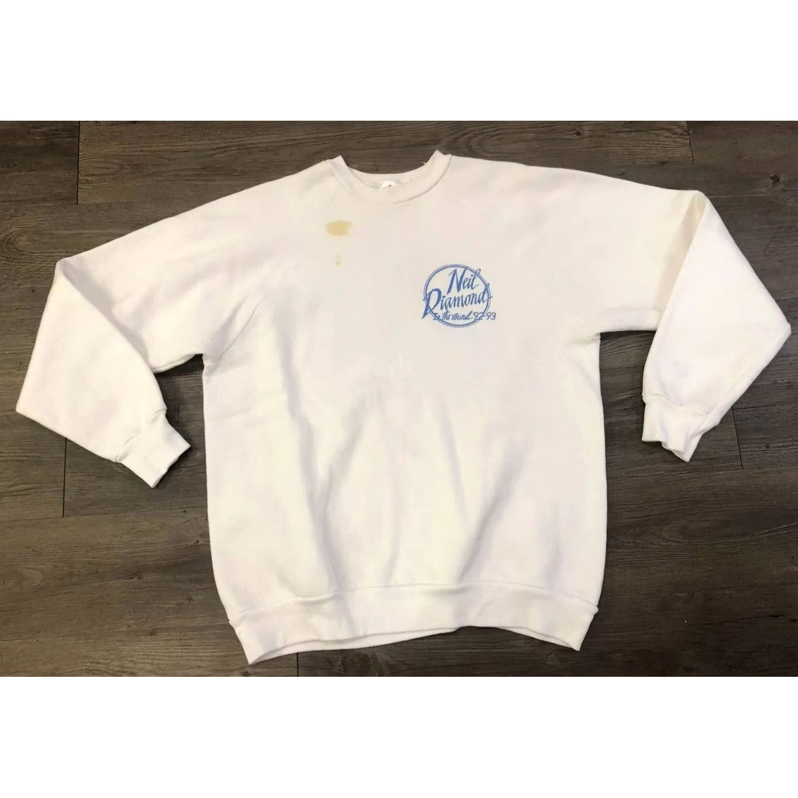 Vintage VINTAGE 90s Neil Diamond Tour Sweatshirt White XL Mens 50/50 USA Made Size US XL / EU 56 / 4 - 2 Thumbnail