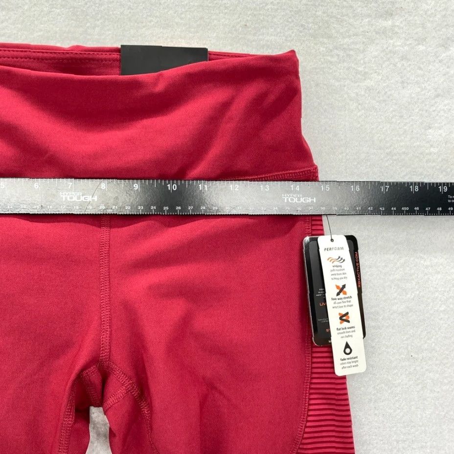 Vintage RBX Active Leggings Women's Medium Red Stretch Fabric Moisture Wicking Pull On Fabric Polyester Spandex Ankle Leggings Size 32" / US 10 / IT 46 - 7 Thumbnail