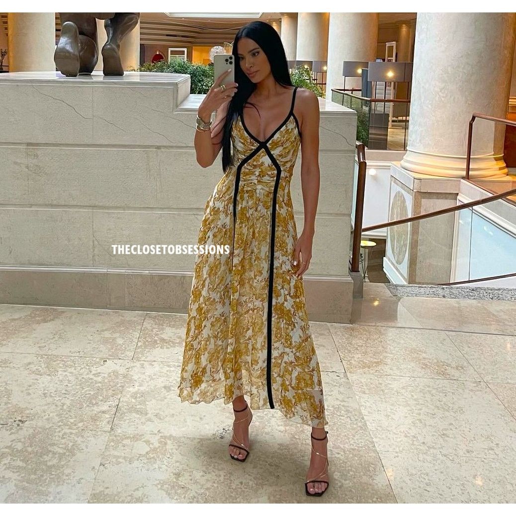 Zara ZARA Printed Yellow Viscose Maxi Dress NWT Size M / US 6-8 / IT 42-44 - 22 Thumbnail