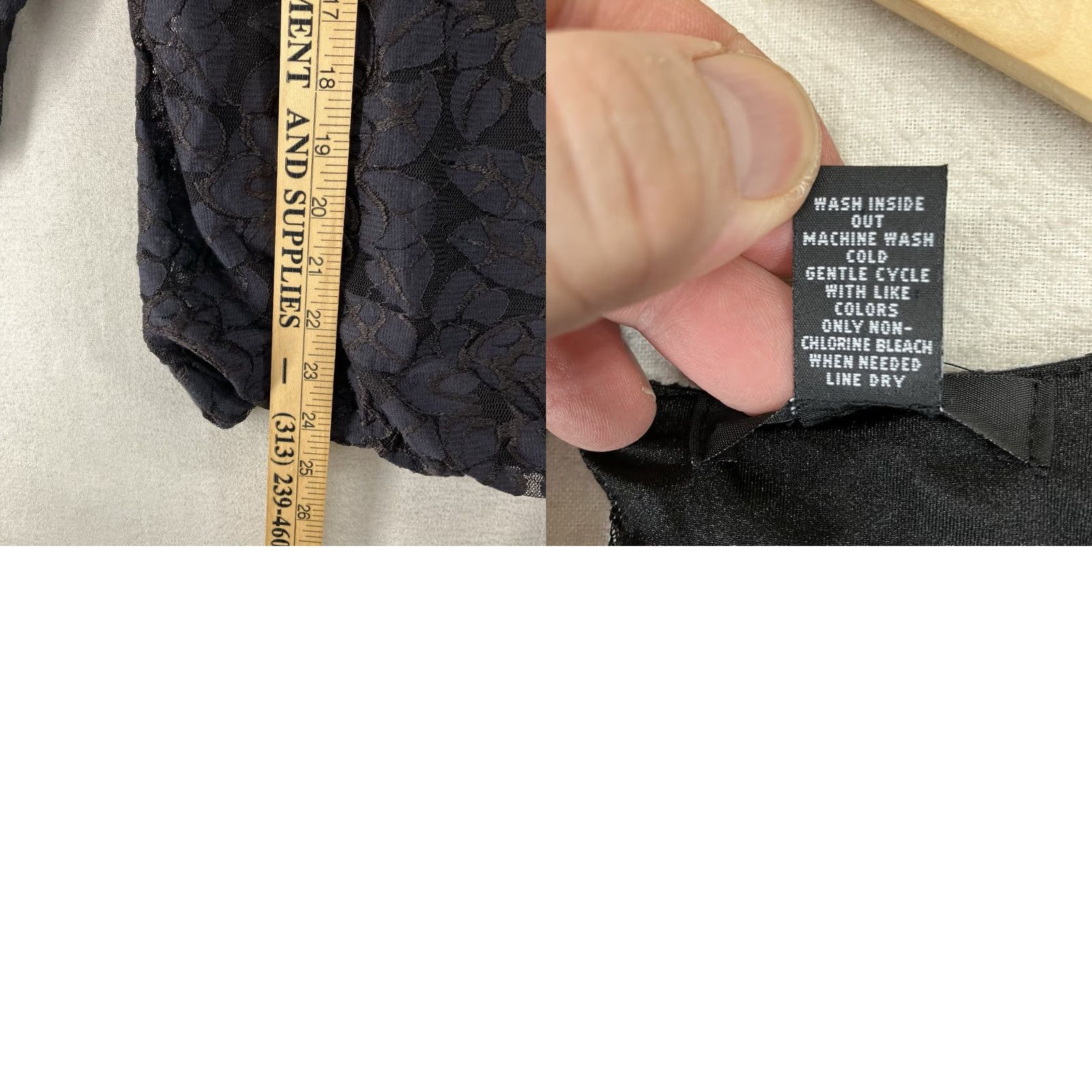 Alfani Alfani Women's Blouse Shirt Dark Romantic Black Floral Lace Top 3/4 Sleeve Round Neck Pullover Sheer Casual Regular L Black Womens Size L / US 10 / IT 46 - 10 Thumbnail