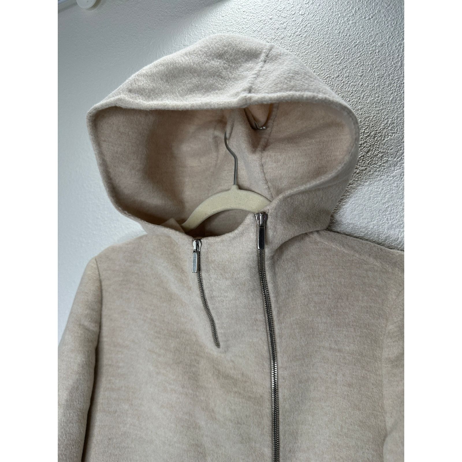 Max Mara S Max Mara Tan Long Sleeve Zip Hooded Wool Angora Shacket 8 Size M / US 6-8 / IT 42-44 - 6 Thumbnail