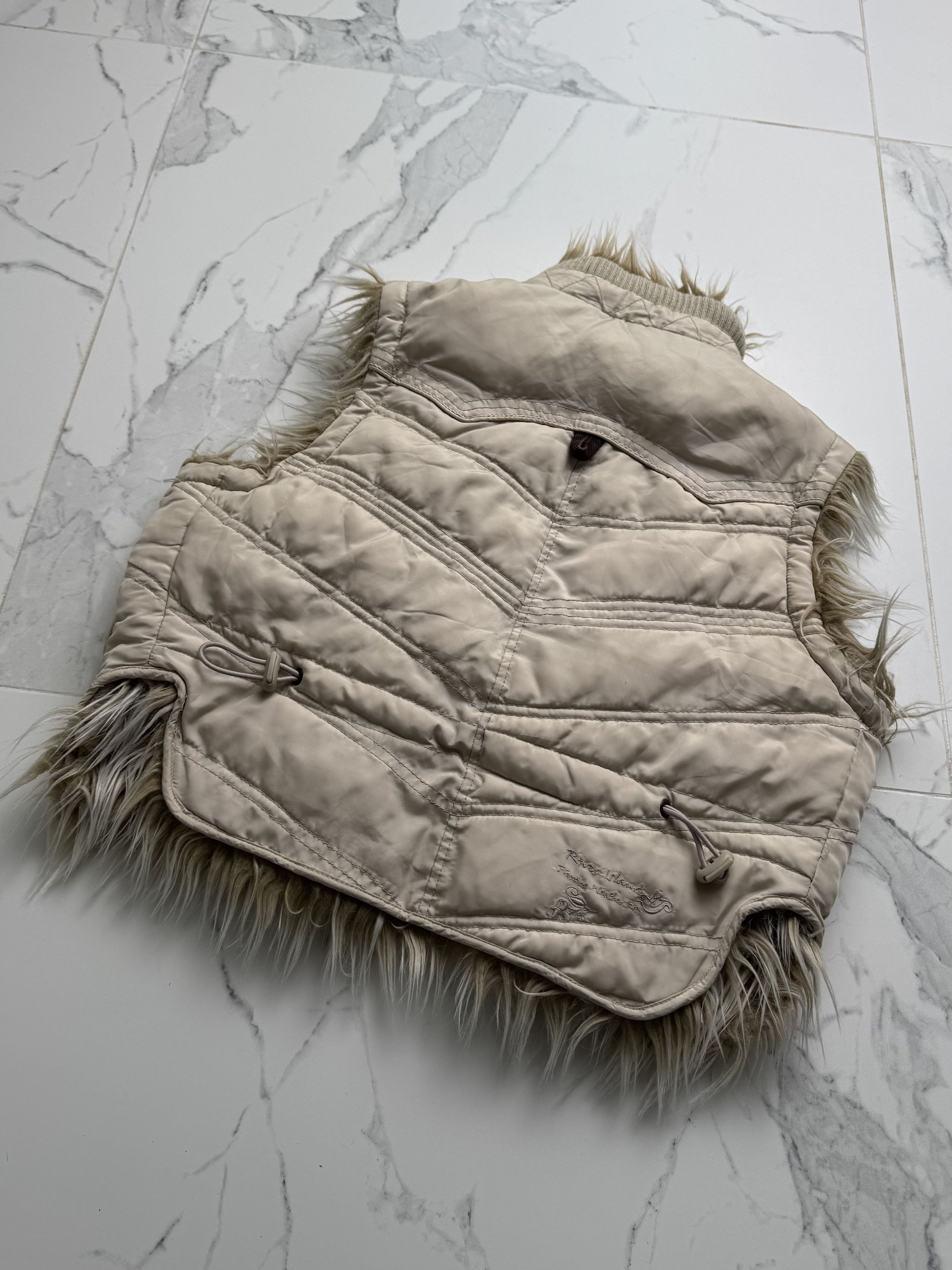 Japanese Brand Cream Cropped Gilet Women S Faux Fur Y2K Utility Biker Vest Size S / US 4 / IT 40 - 7 Thumbnail