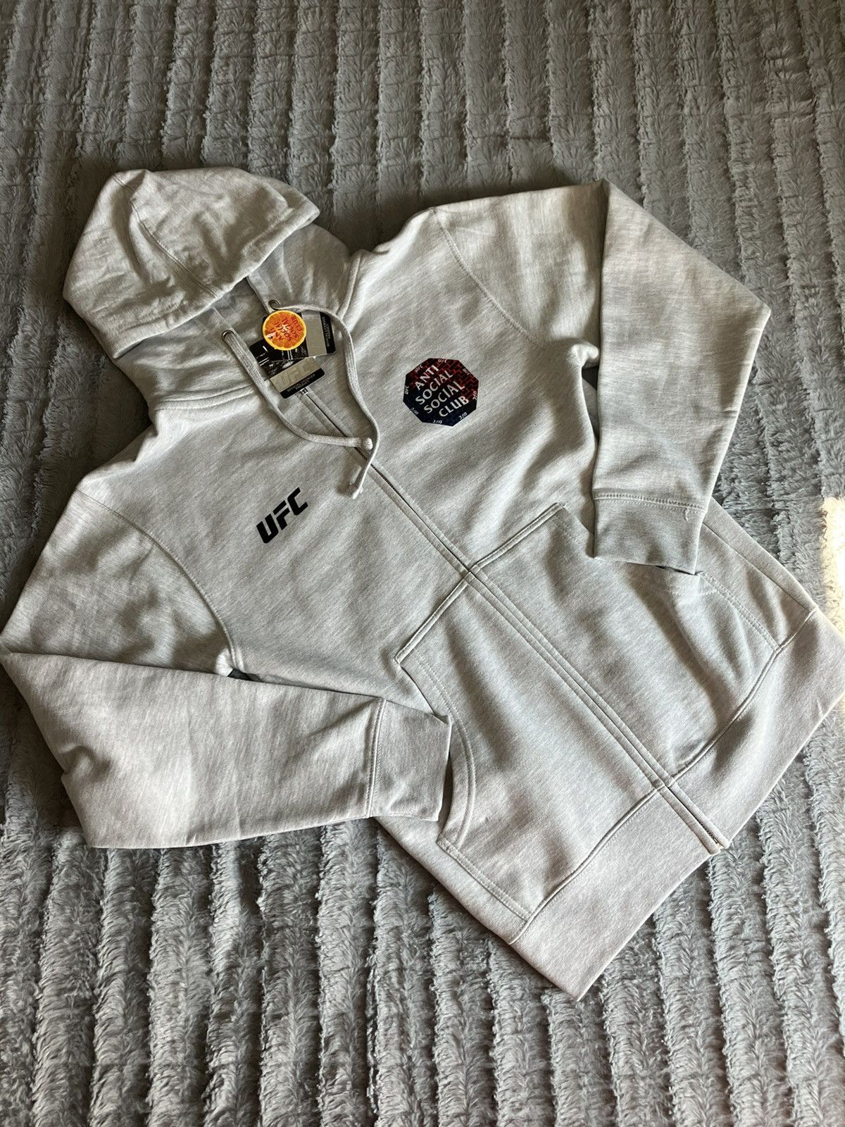image of Anti Social Social Club x Ufc Assc Zip-Up Hoodie in Grey, Men's (Size Small)