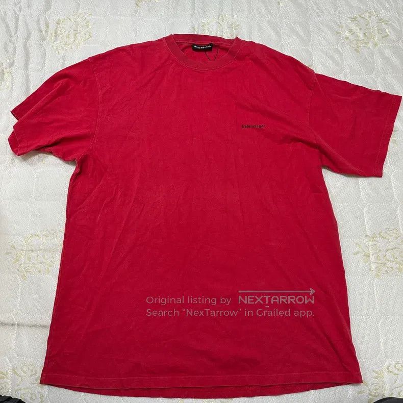 Balenciaga Balenciaga Logo Letter Short Sleeve T-Shirt - Burgundy Red Size US M / EU 48-50 / 2 - 1 Thumbnail