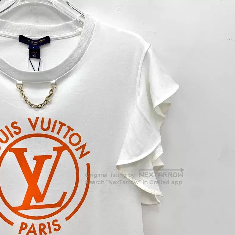 Louis Vuitton Louis Vuitton White logo printed cotton lace short sleeve Size L / US 10 / IT 46 - 3 Thumbnail