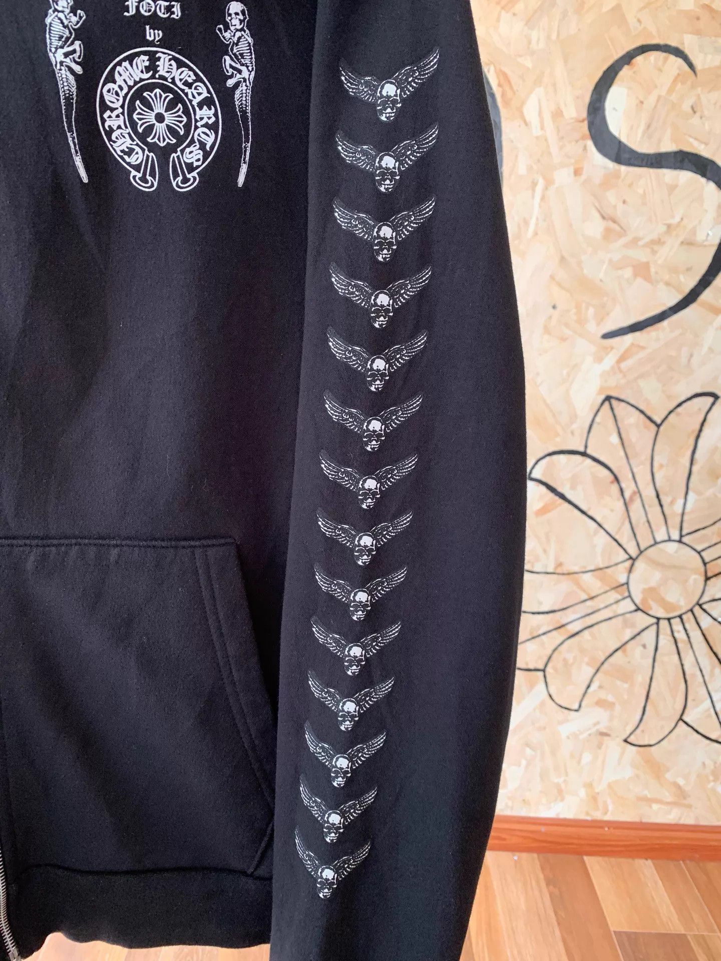 Chrome Hearts ChromeHearts Black Foti Hoodie Arm Stripe Cross Silver Zip Size US XL / EU 56 / 4 - 6 Thumbnail