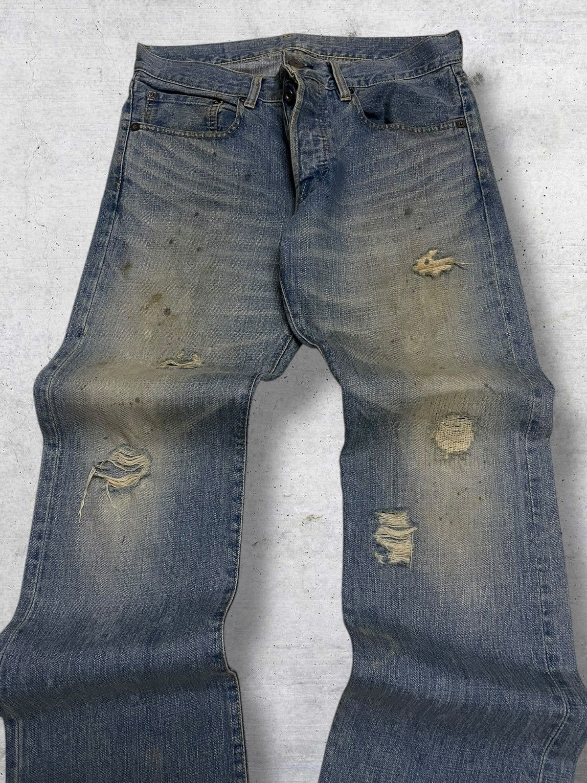 If Six Was Nine VINTAGE NANO UNIVERSE JAPAN DESIGNER MUDWASH RIPPED DENIM Size US 32 / EU 48 - 3 Thumbnail