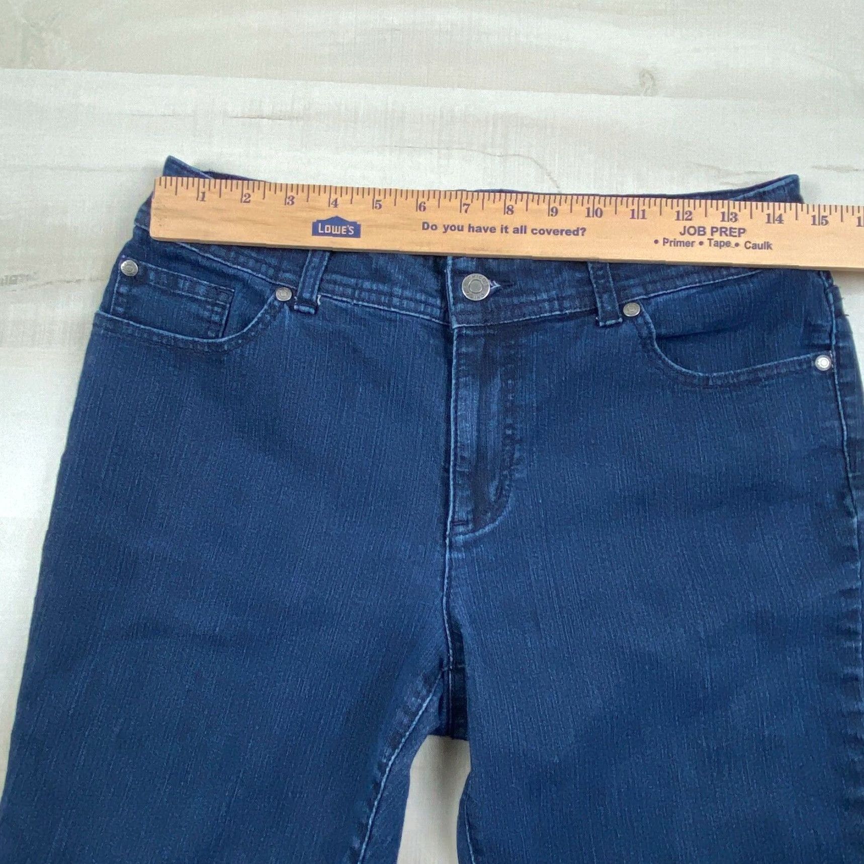 Vintage Chico's Women's Straight Jeans 6 Regular Mid Rise Dark Blue Embellished Stretch Size 28" / US 6 / IT 42 - 6 Thumbnail