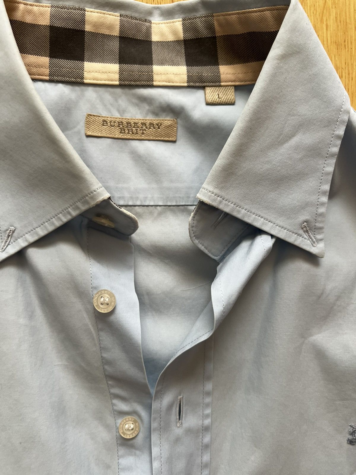 Burberry × Vintage Burberry Blue L Long-sleeve Shirt Size US L / EU 52-54 / 3 - 3 Thumbnail