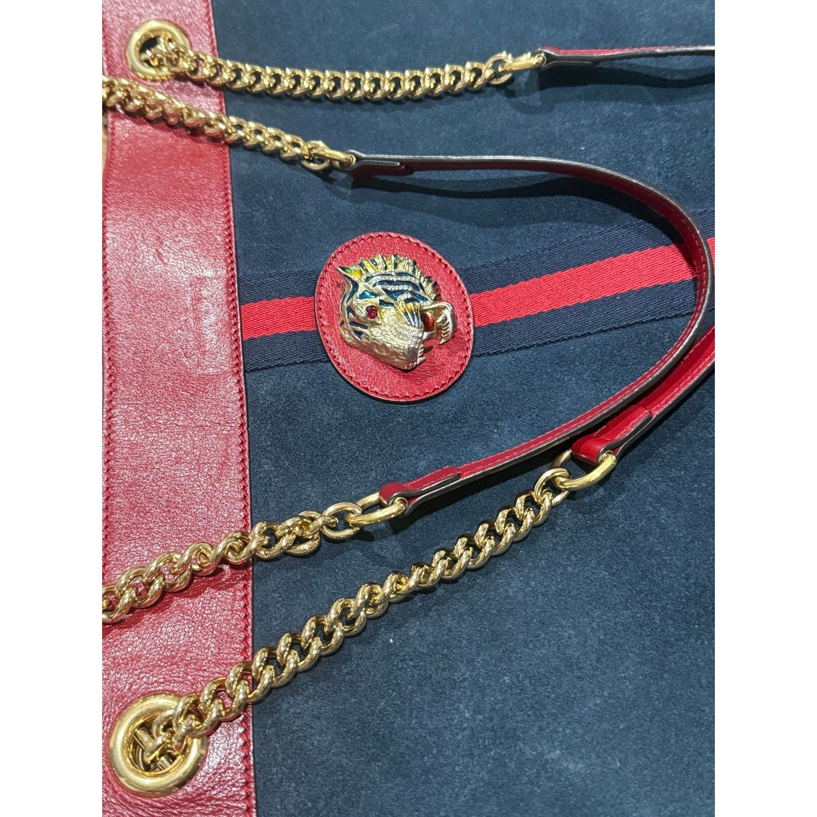 Gucci Gucci Maxi Rajah Tote Bag Suede & Leather Tiger Head Size ONE SIZE - 12 Thumbnail
