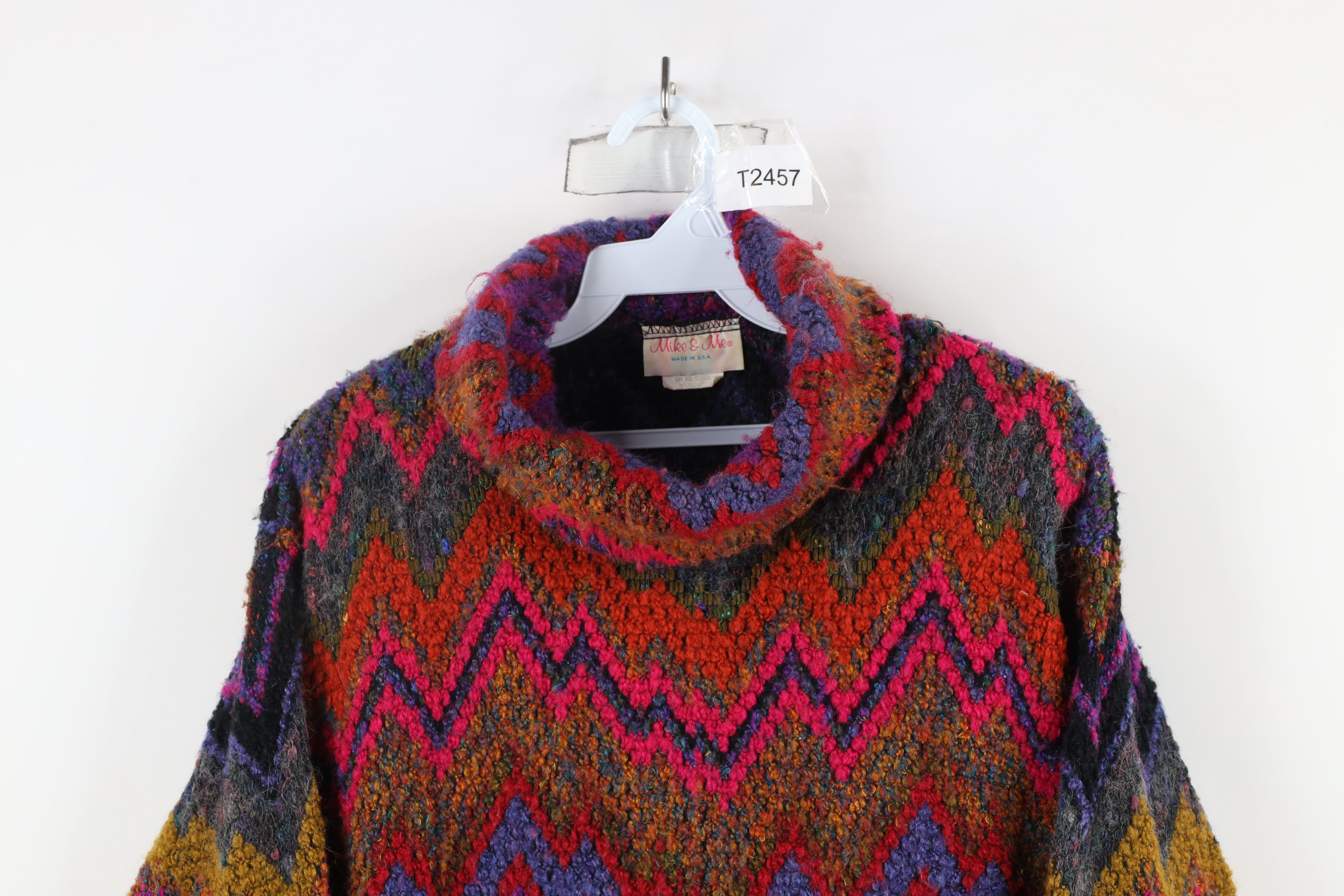 Vintage Vintage 90s Streetwear Zig Zag Turtleneck Sweater USA Size M / US 6-8 / IT 42-44 - 2 Thumbnail