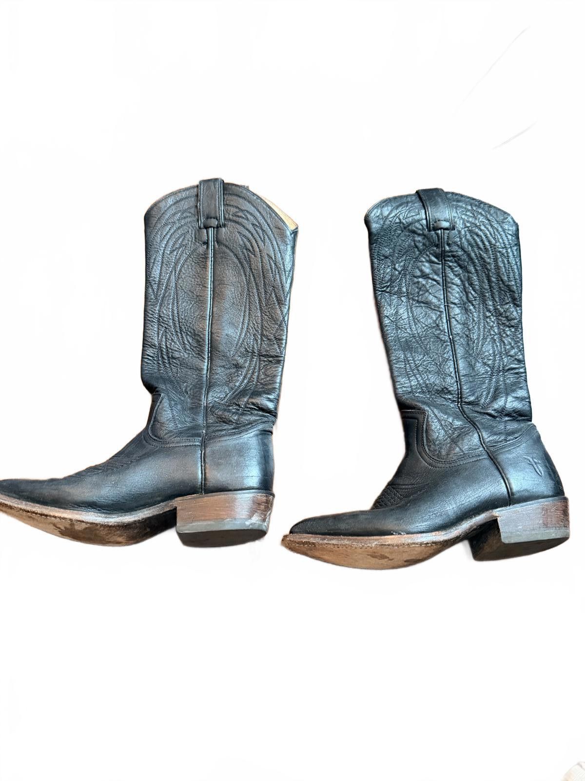 Frye Frye Classic Black Leather Cowboy Boots Size US 6.5 / IT 36.5 - 5 Thumbnail
