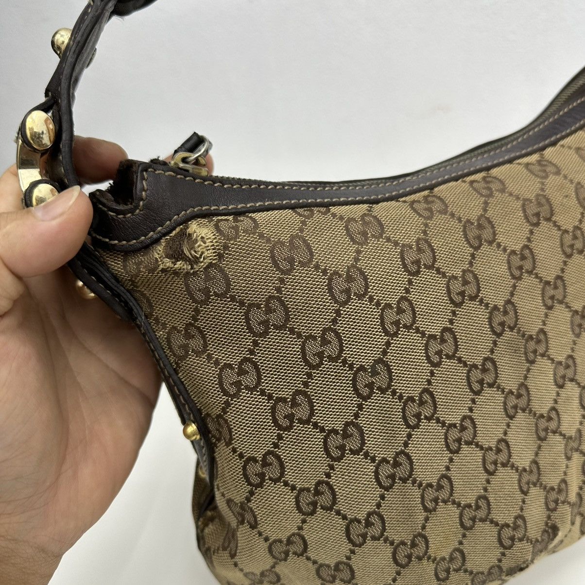 Gucci ‼️LASTDROP‼️ AUTHENTIC GUCCI GG MONOGRAM STUDDED HOBO BAG Size ONE SIZE - 12 Thumbnail