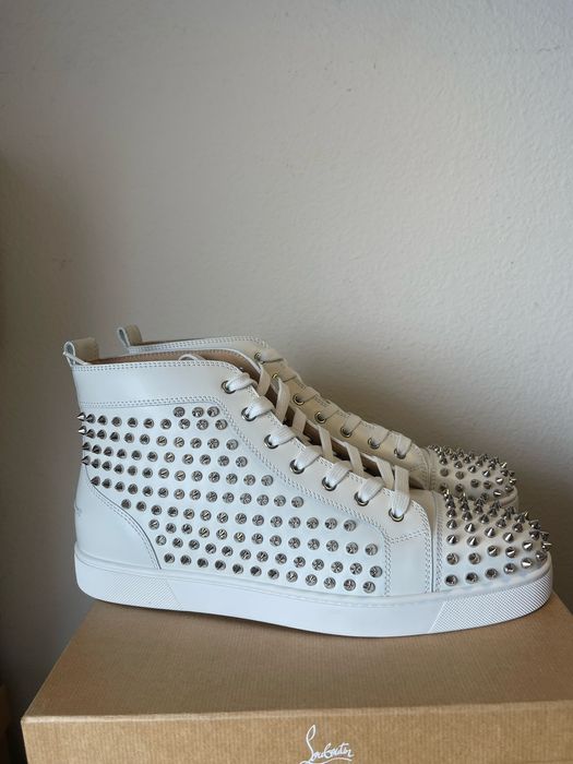 Christian Louboutin Green Suede Leather Louis Spikes High Top Sneakers Size  45 Christian Louboutin