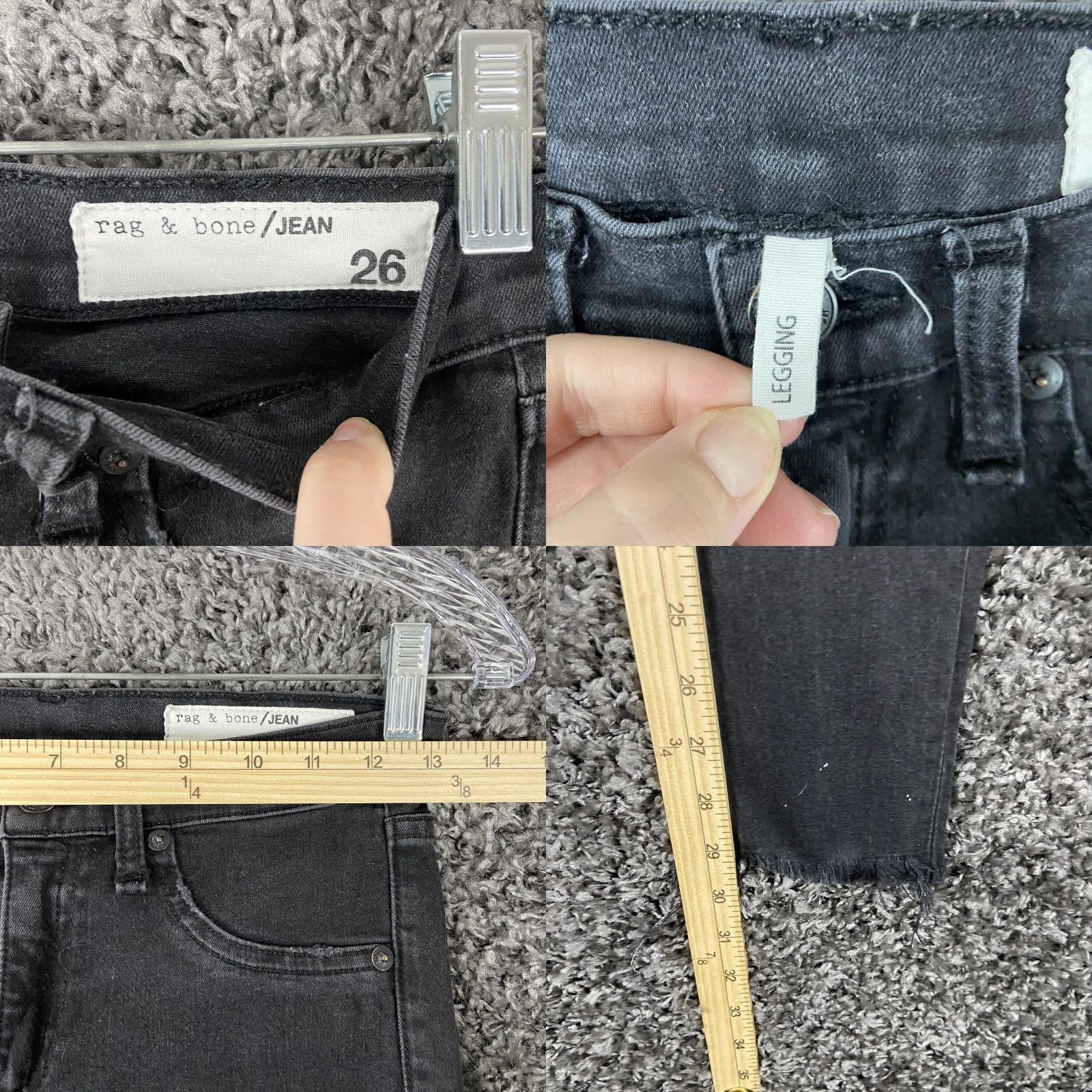 Rag & Bone Rag & Bone Jean Legging Black Distressed Skinny Women’s 26 - Women Jeans 26 Black Skinny Distressed Rag & Bone Size 26" / US 2 / IT 38 - 8 Thumbnail