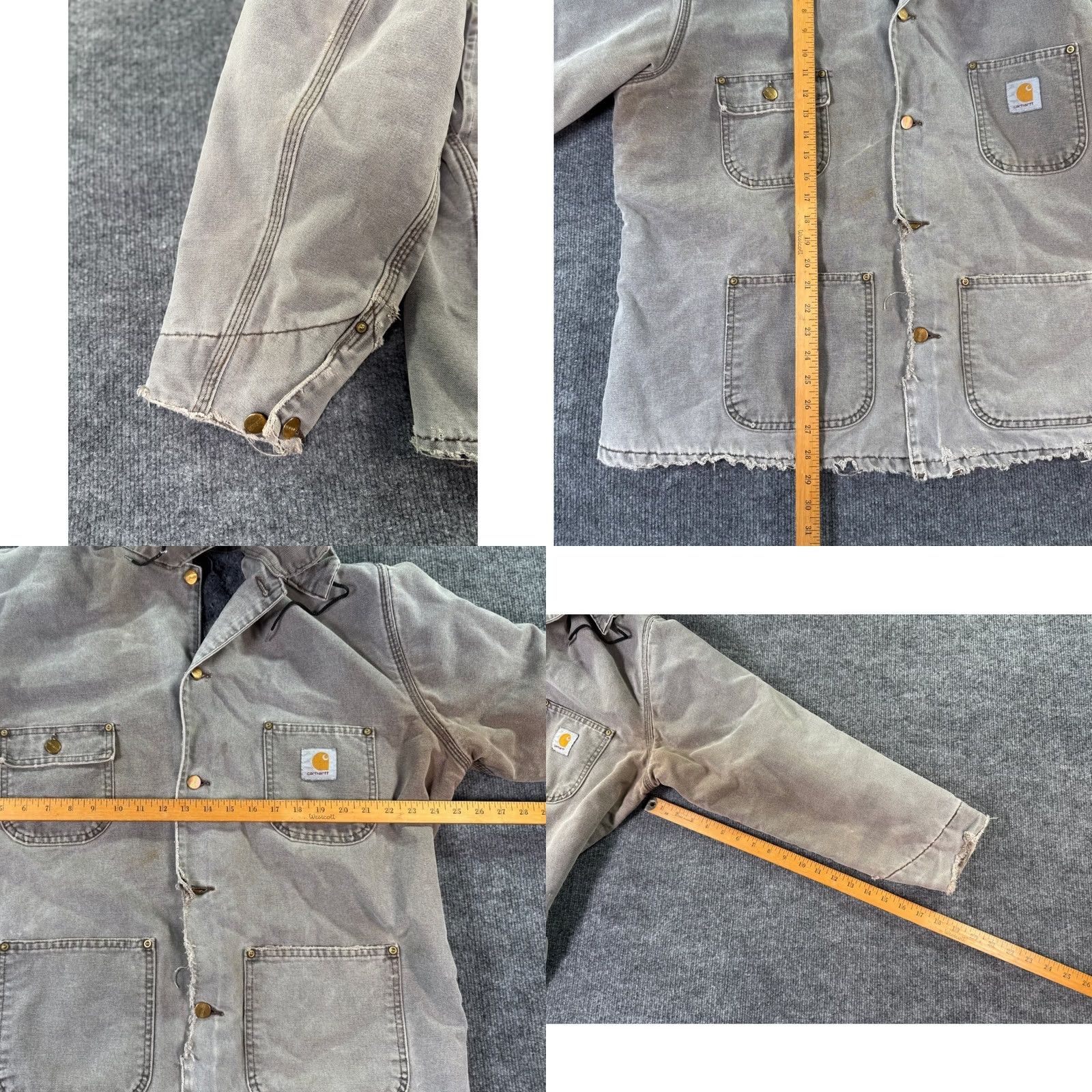 Carhartt VINTAGE Carhartt Chore Coat Duck Jacket Mens XL Gray Blanket Lined Distressed Hooded Workwear Military Jacket Gloves?? Size US XL / EU 56 / 4 - 10 Thumbnail