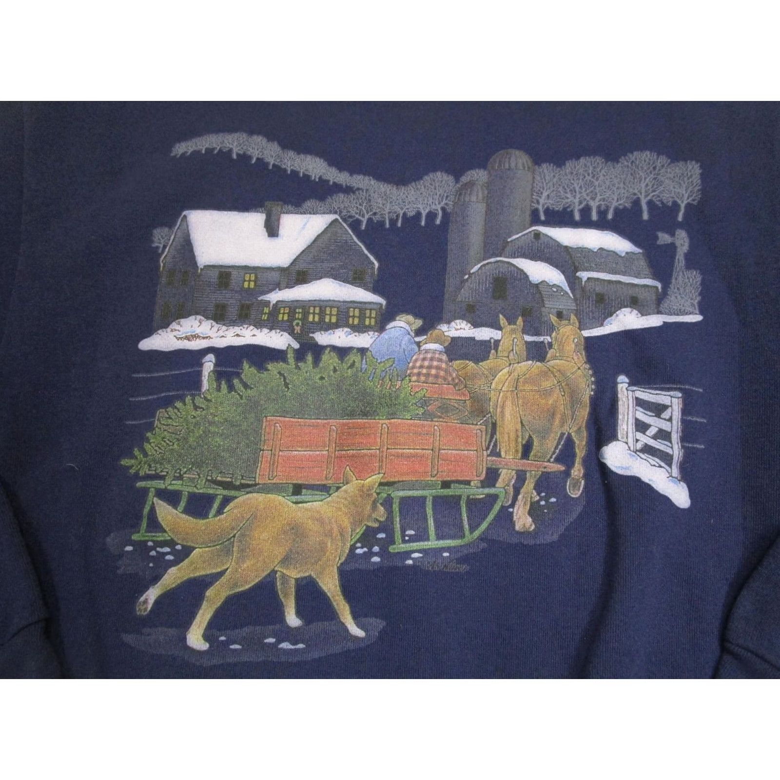 Delta VINTAGE Delta Sweatshirt Men Large Blue Winter Farm Horse Sled Graphic USA 80s Size US L / EU 52-54 / 3 - 2 Thumbnail