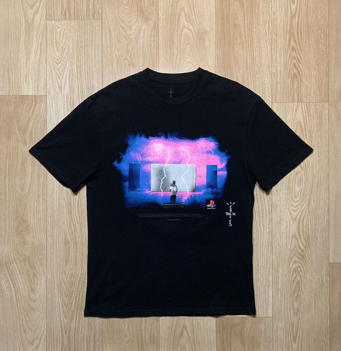 image of Hype x Playstation Cactus Jack Travis Scott Play Station T-Shirt in Black, Men's (Size Medium)