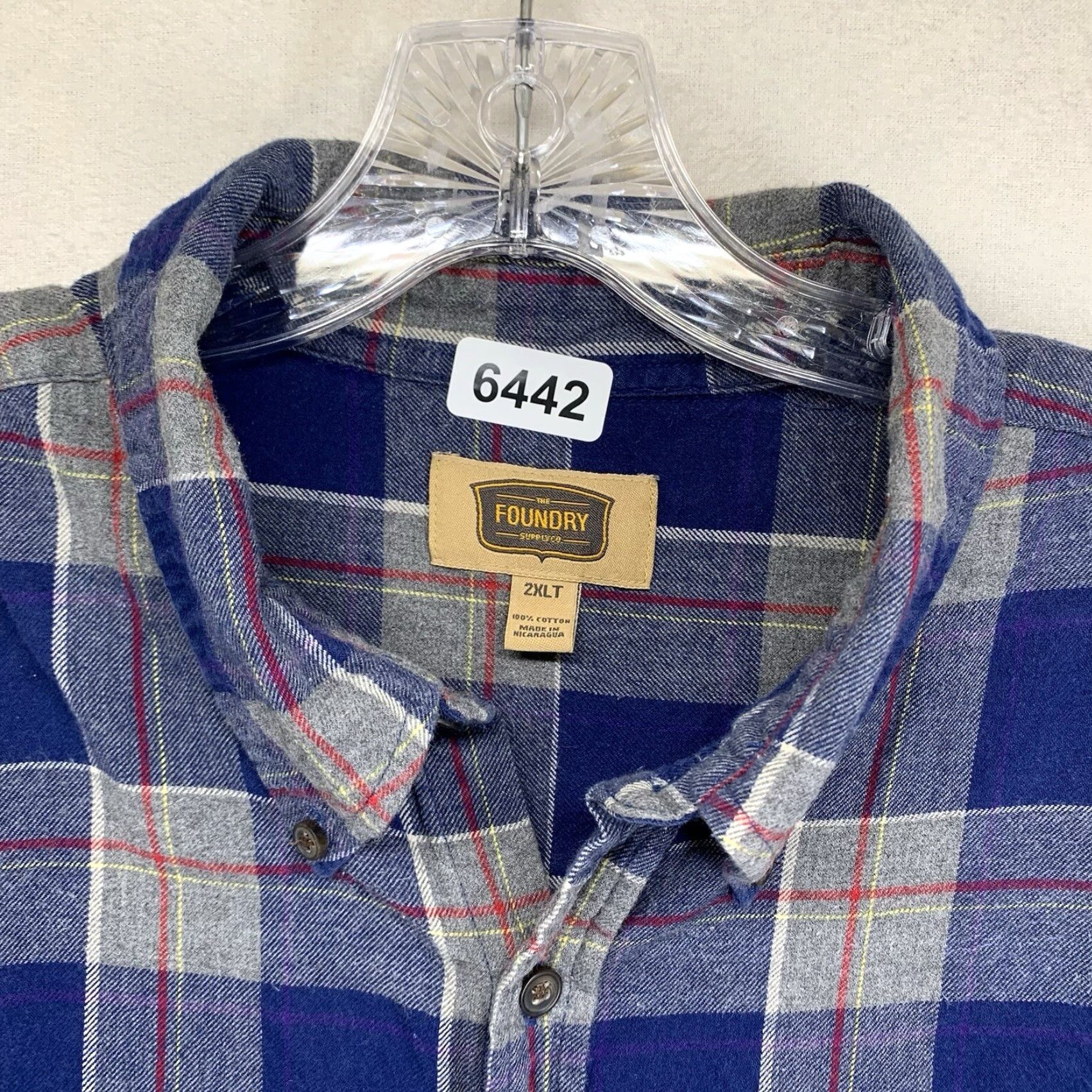 Vintage VINTAGE Foundry Men's Flannel Shirt Casual Big & Tall 2XLT Blue Gray Red Plaid Long Sleeve Button Up Size US XXL / EU 58 / 5 - 3 Thumbnail