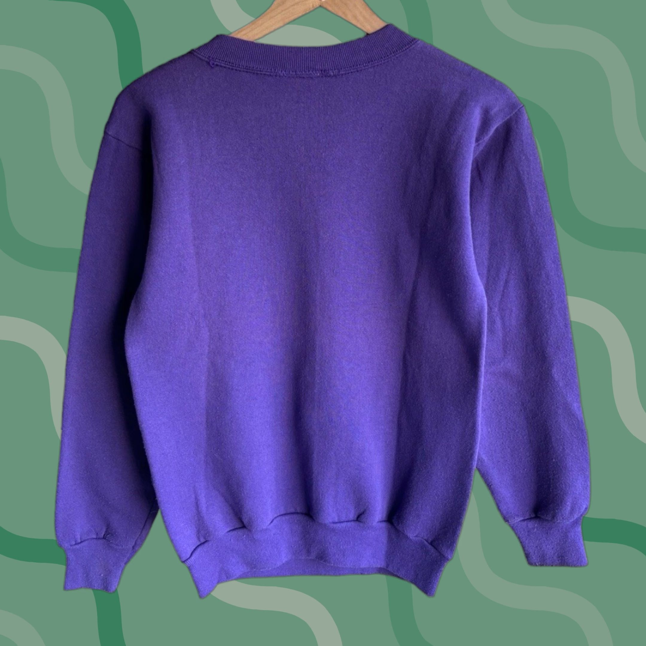 Vintage VINTAGE Flower Sweatshirt XL Women Purple 100% Cotton Fleece Pullover Crew Neck Floral Paris Activewear All Seasons Breathing Size XL / US 12-14 / IT 48-50 - 1 Thumbnail