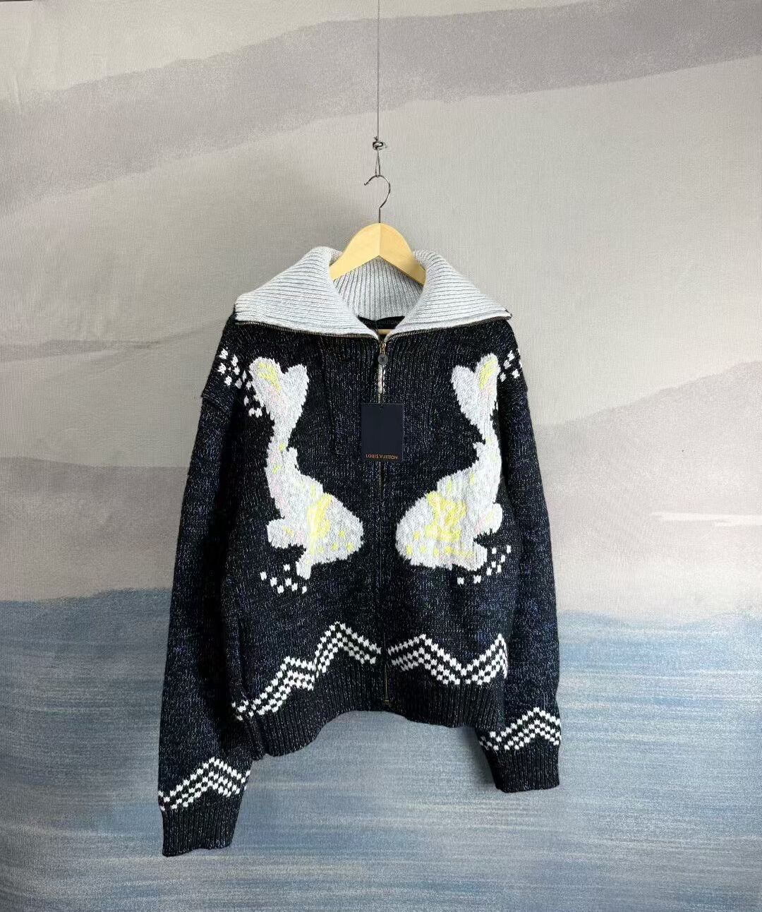 Louis Vuitton Louis Vuitton Nigo Blue Rabbit Knit Jacket Size US XL / EU 56 / 4 - 1 Thumbnail