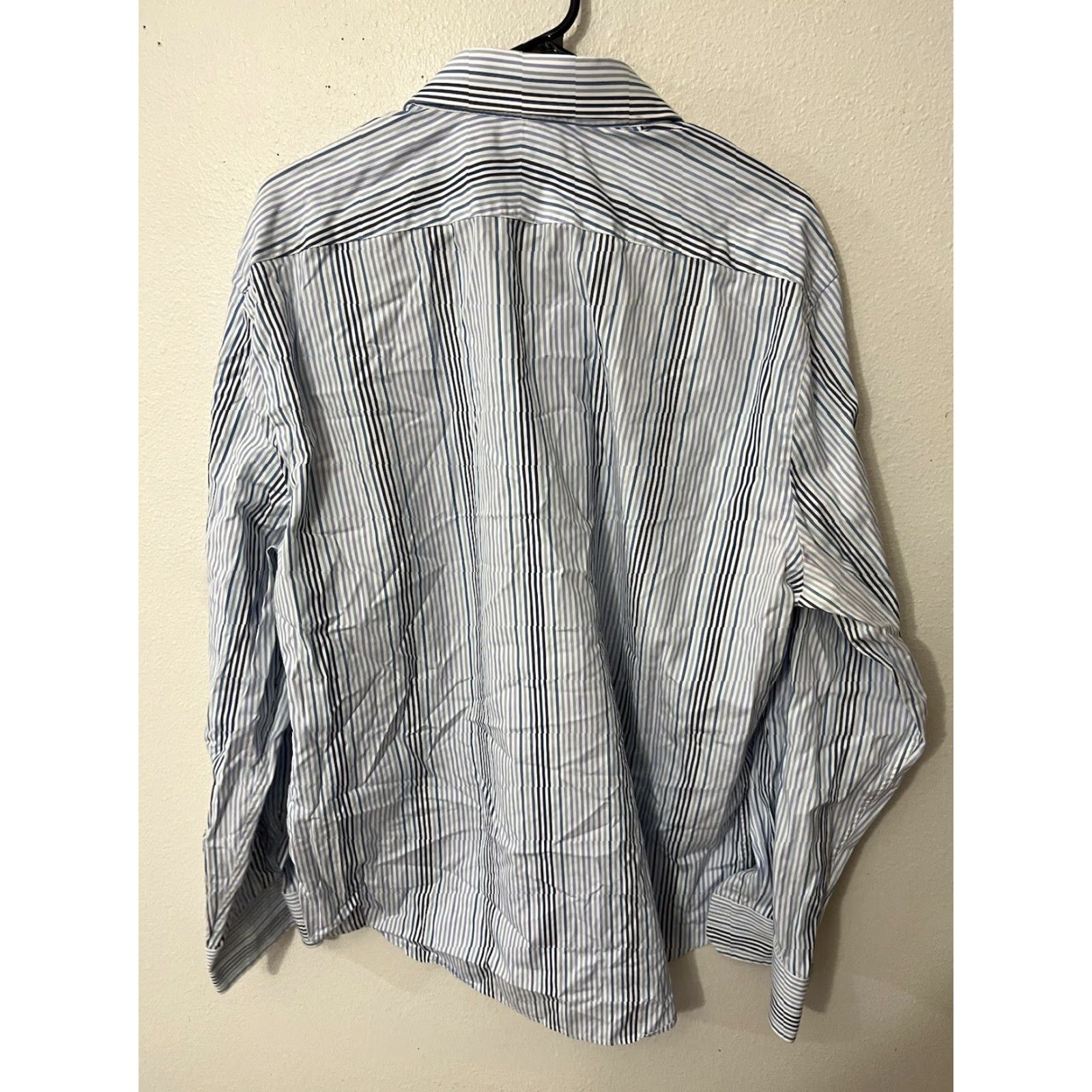Express EXPRESS DESIGN STUDIO Dress Shirt XL Blue Striped Classic Button-Down 100% Cotton Men - Size XL - Regular Fit - Men's Shirt Size 46R - 3 Thumbnail