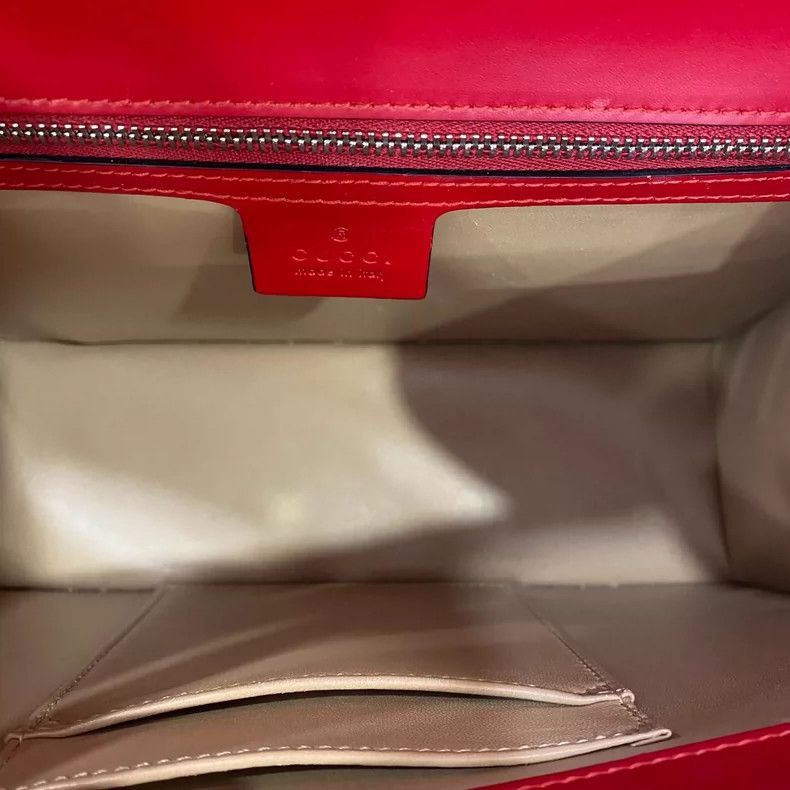 Gucci GUCCI Bamboo Handle Red Leather Bag-2505 Size ONE SIZE - 8 Thumbnail