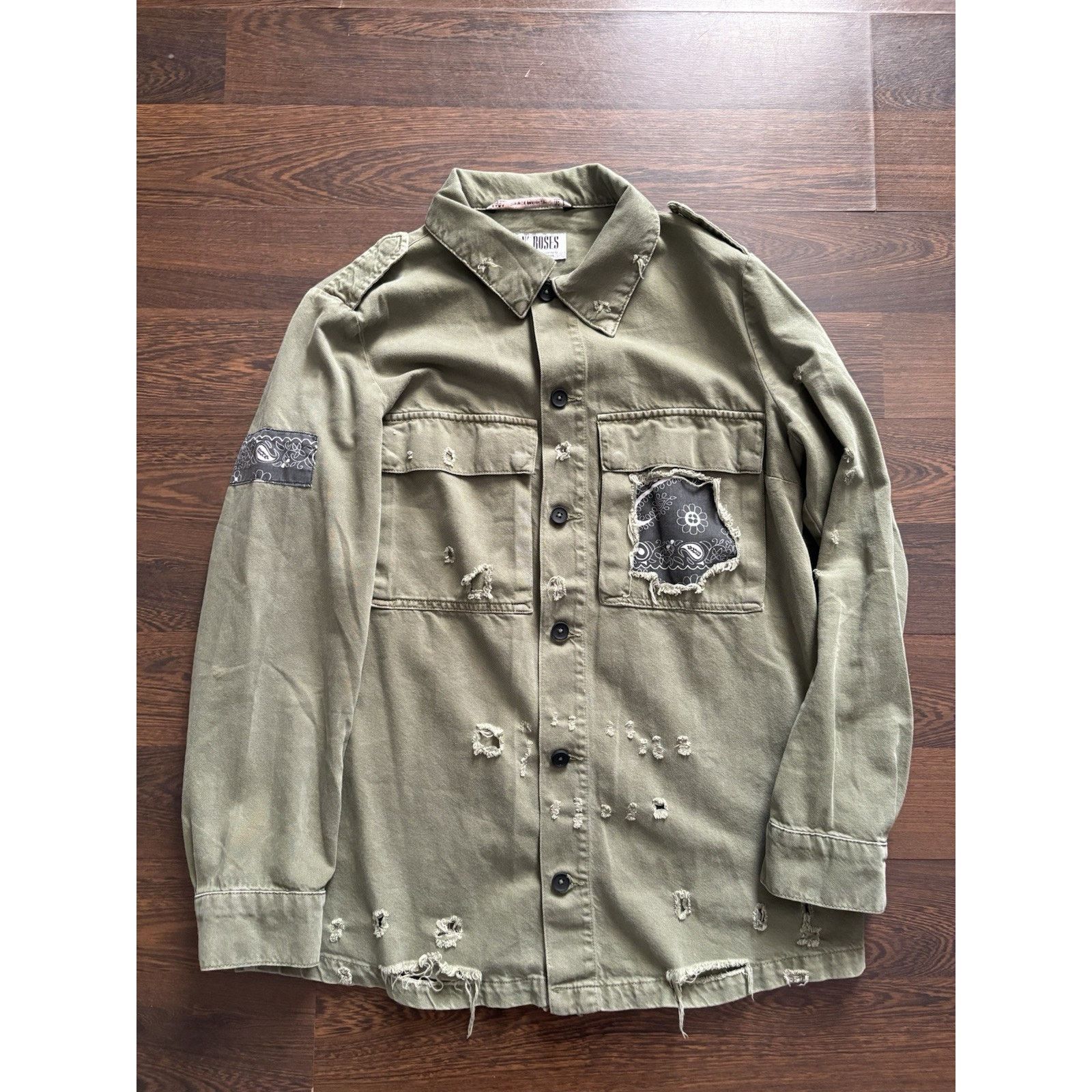 Zara 2017Zara Guns N Roses Military Utility Jacket Distressed S Size S / US 4 / IT 40 - 2 Thumbnail