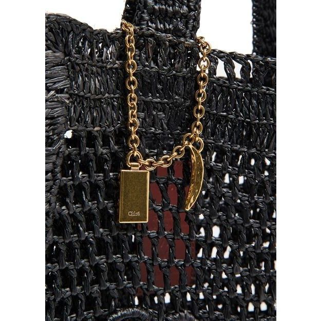 Chloe Chloe Summer Banana Black Raffia Crochet Tote Bag New & Auth Size ONE SIZE - 5 Thumbnail