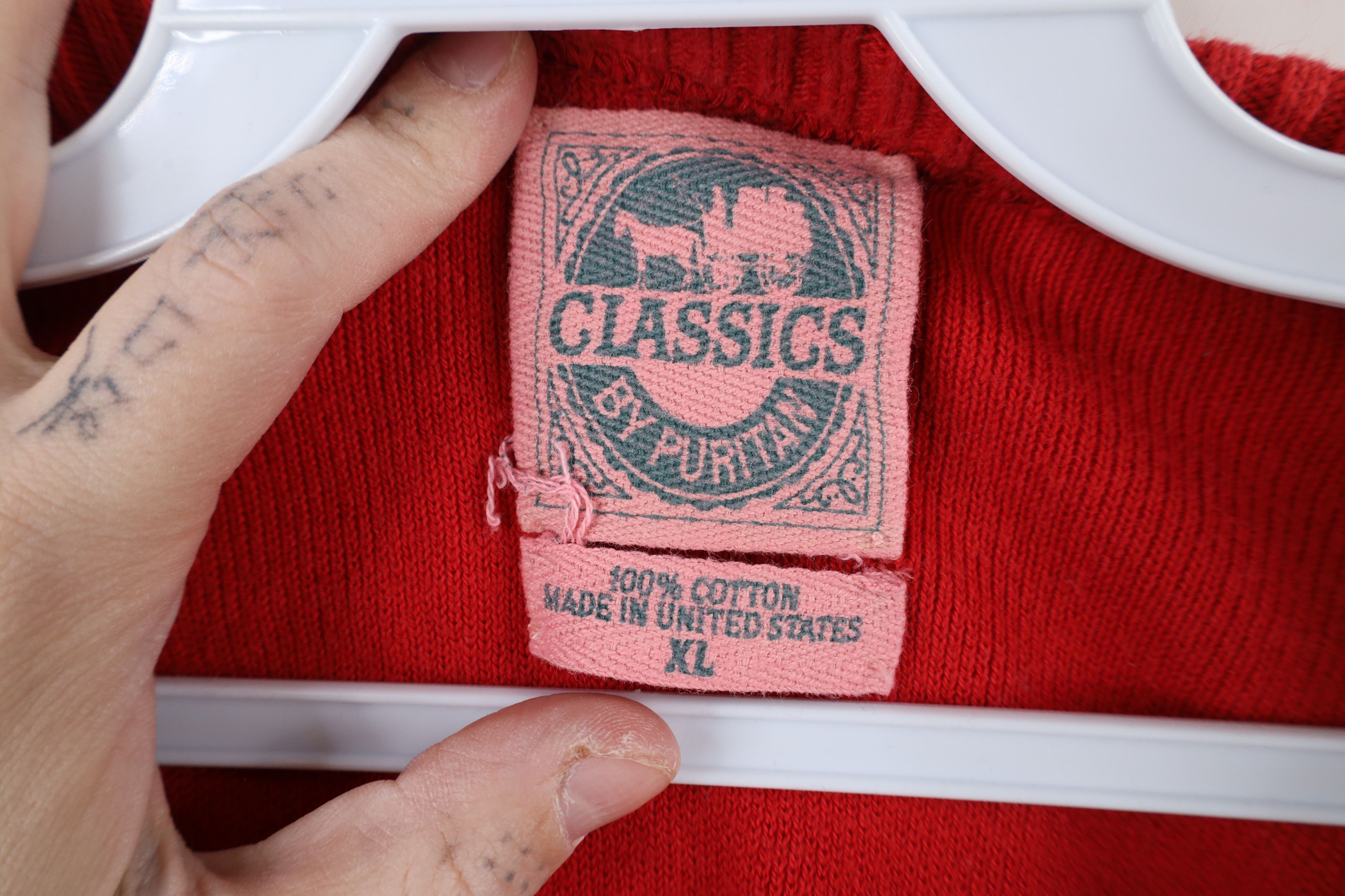 Vintage Vintage 90s Streetwear Cotton Knit Crewneck Sweater Red USA Size US XL / EU 56 / 4 - 10 Thumbnail