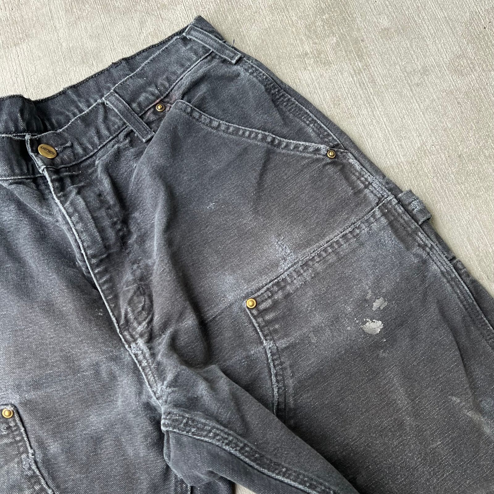 Carhartt × Vintage Carhartt faded black double knee work wear carpenter pants Size US 31 - 6 Thumbnail