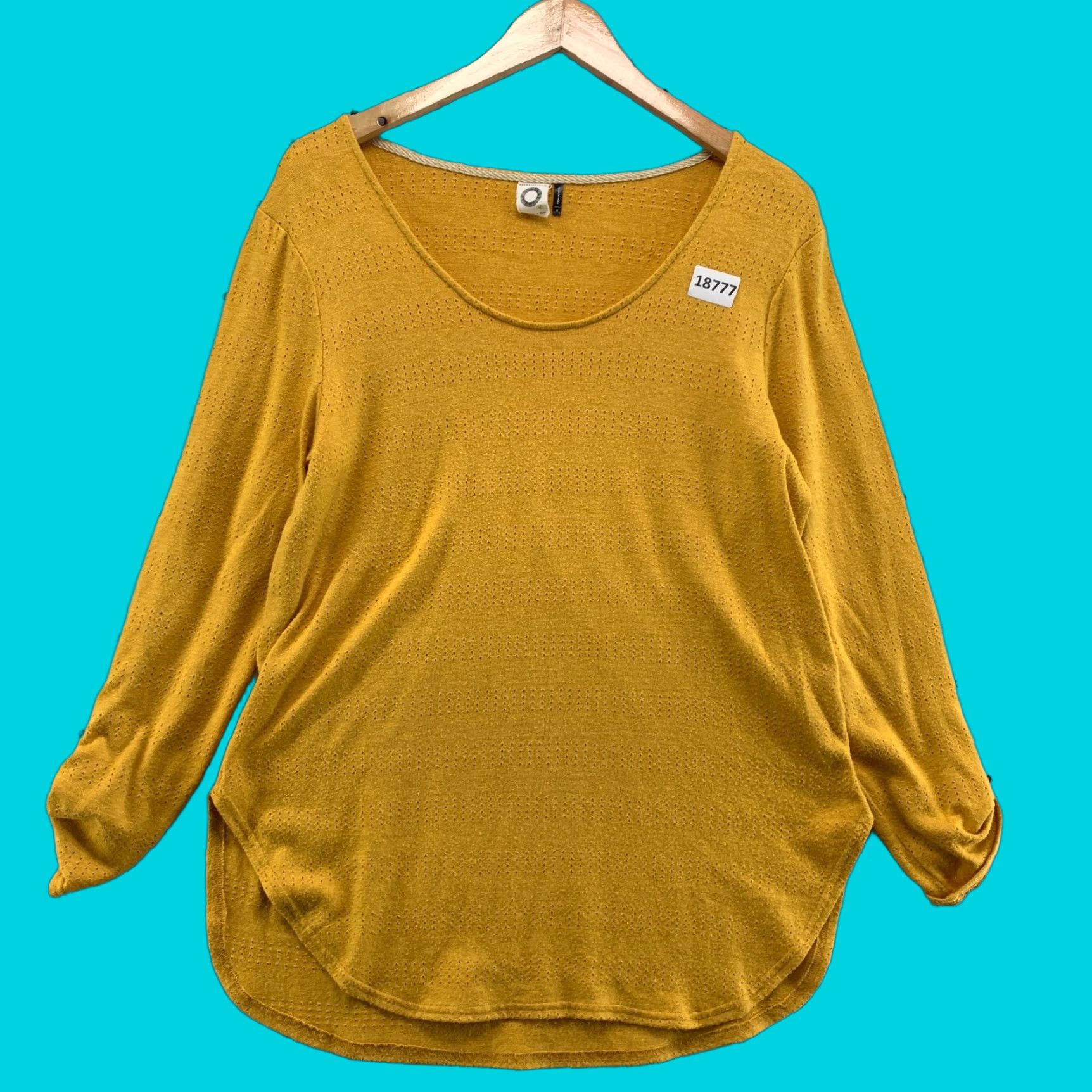 Anthropologie VINTAGE Akemi + Kin Pointelle Blouse Yellow Women’s Medium Long Sleeve Casual Top Size M / US 6-8 / IT 42-44 - 1 Thumbnail