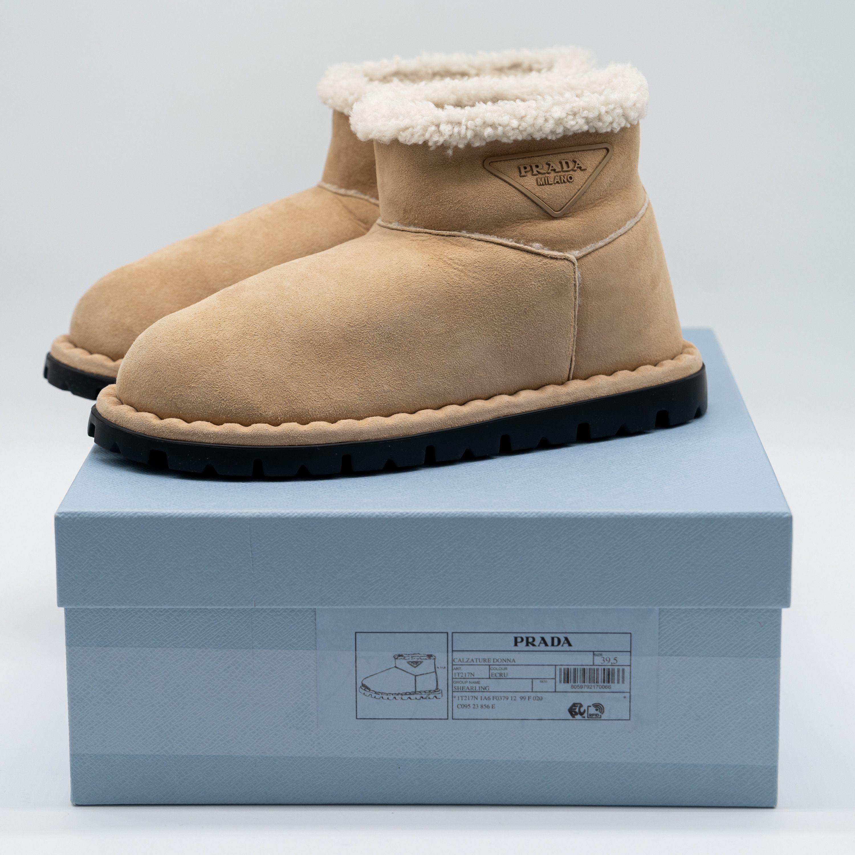 Prada 39.5eu 9.5 US Prada Shearling Ankle Boots Brown Suede Beige Size US 9.5 / IT 39.5 - 10 Thumbnail