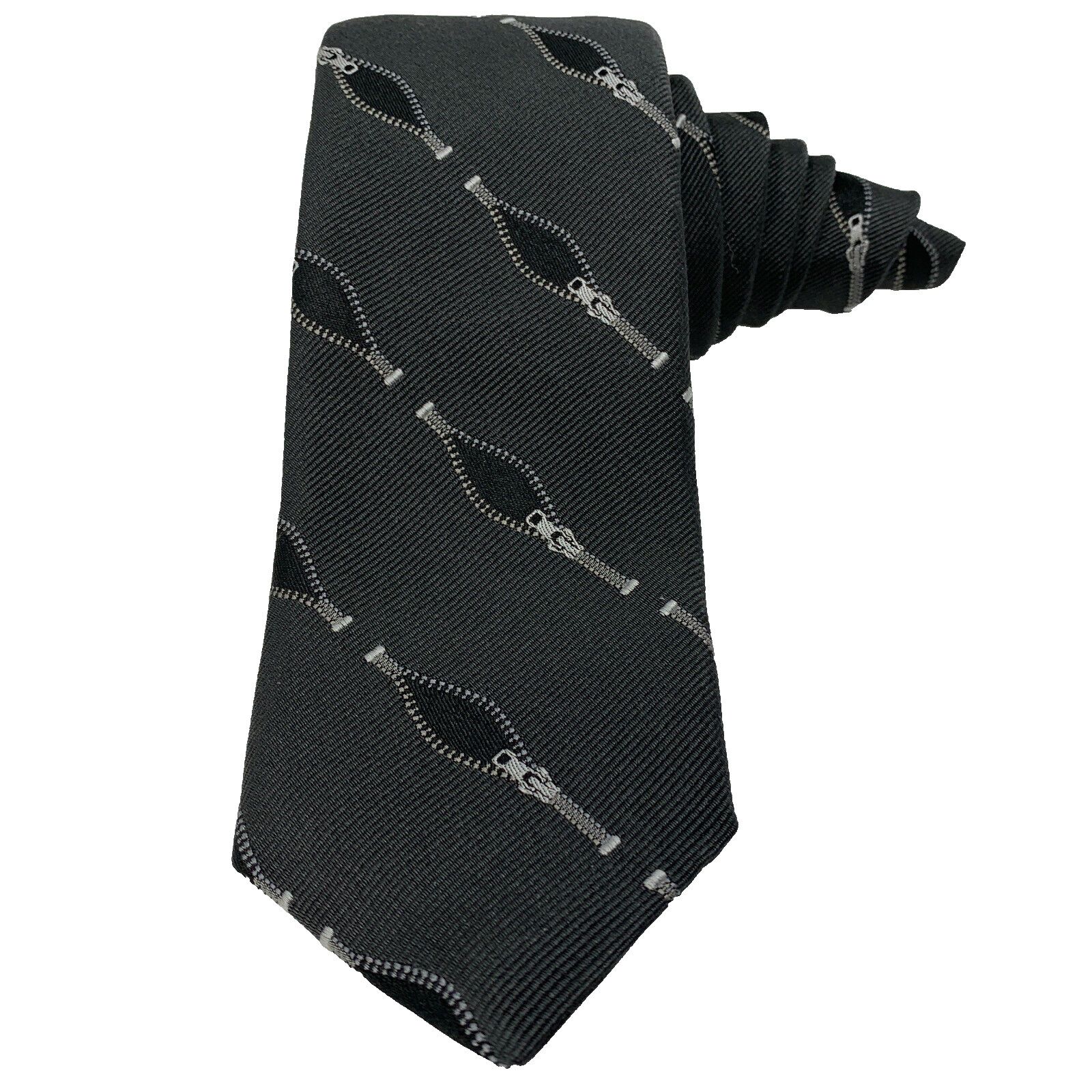 Robert Talbott Robert Talbott Novelty Zipper Skinny Necktie Silk Black Size ONE SIZE - 1 Thumbnail