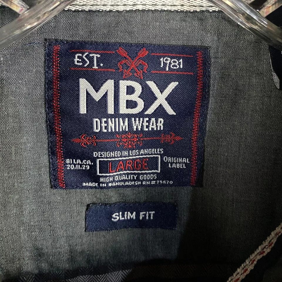 MBX MBX Shirt Men's Large Slim Fit Button Up Check Long Sleeve Size US L / EU 52-54 / 3 - 3 Thumbnail